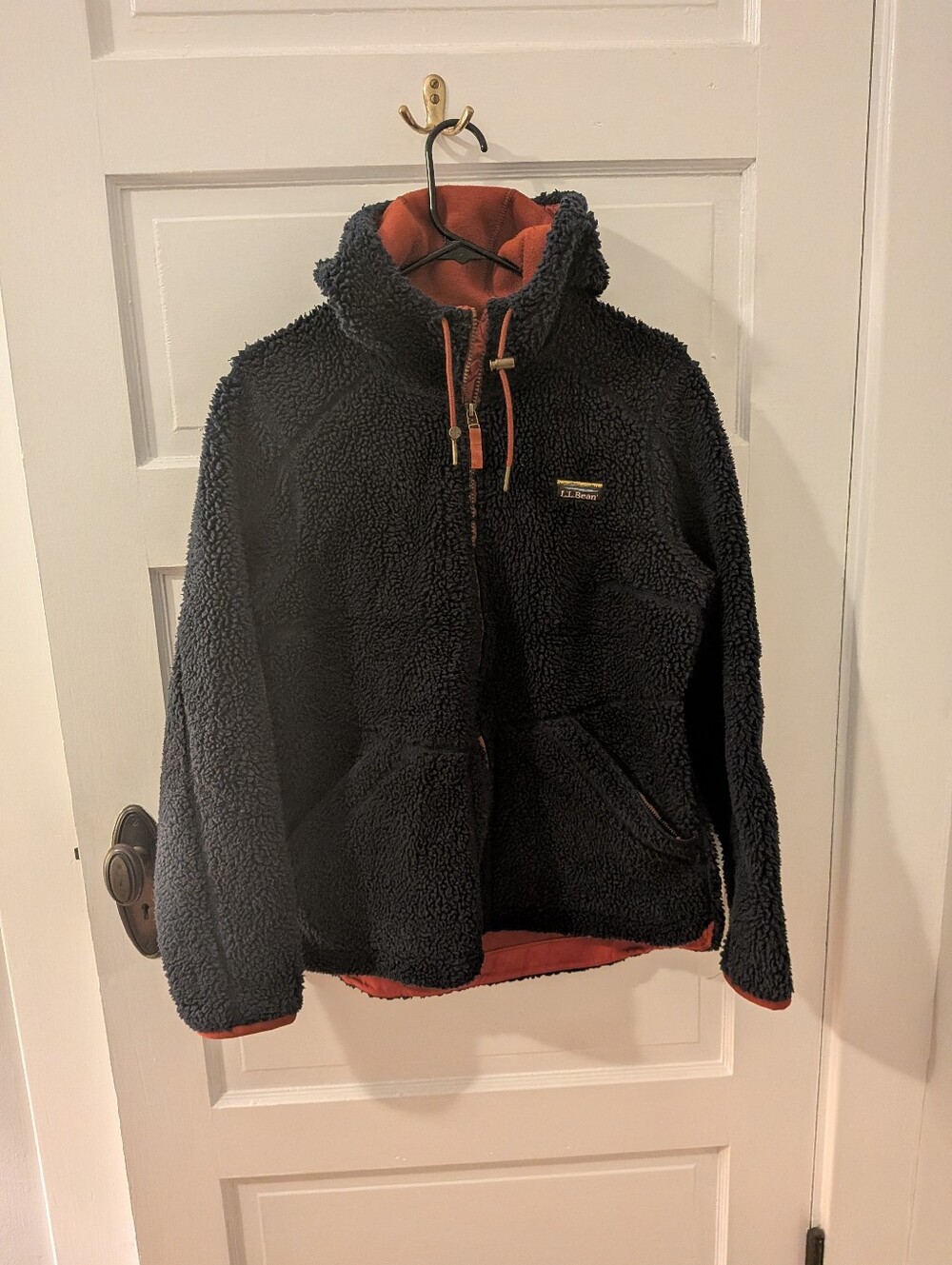 L.L. Bean Blue Fleece Jacket with Rust Trim